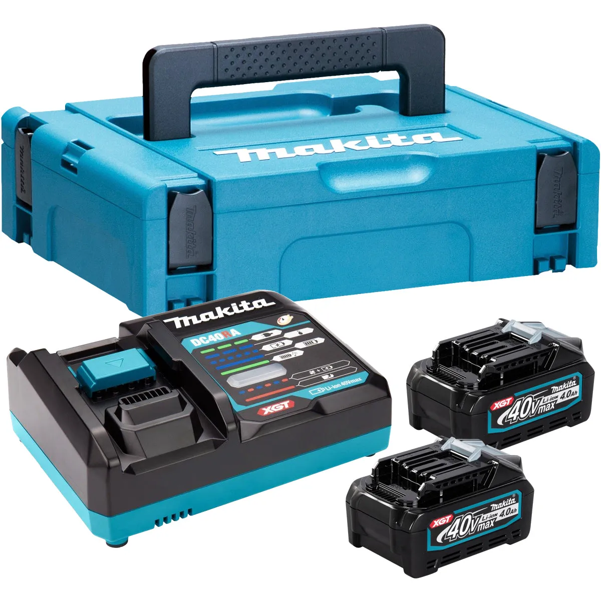 Makita 191K01-6 40Vmax XGT Power Source Kit 240V With 2 x 4.0Ah BL4040 Batteries. Charger & Case