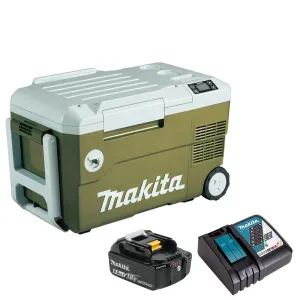 Makita DCW180ZO 18V Cordless Olive Green Cooler & Warmer Box 20L with 1 x 6.0Ah Battery & Charger