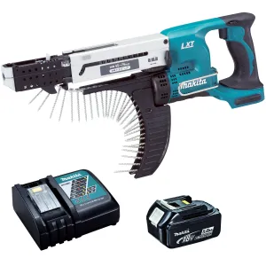 Makita DFR750Z 18V 45  75 mm Auto Feed Screwdriver With 1 x 5.0Ah Battery & Charger