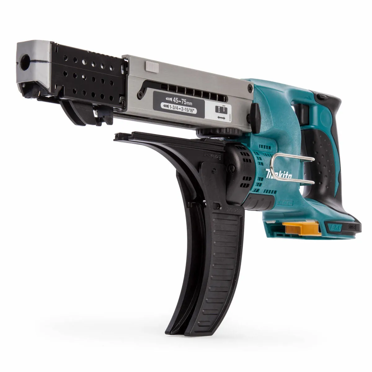 Makita DFR750Z 18V 45  75 mm Auto Feed Screwdriver With 1 x 5.0Ah Battery & Charger