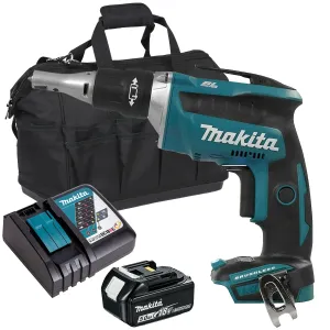 Makita DFS452Z 18V LXT Brushless Drywall Screwdriver With 1 x 5.0Ah Battery. Charger & Bag