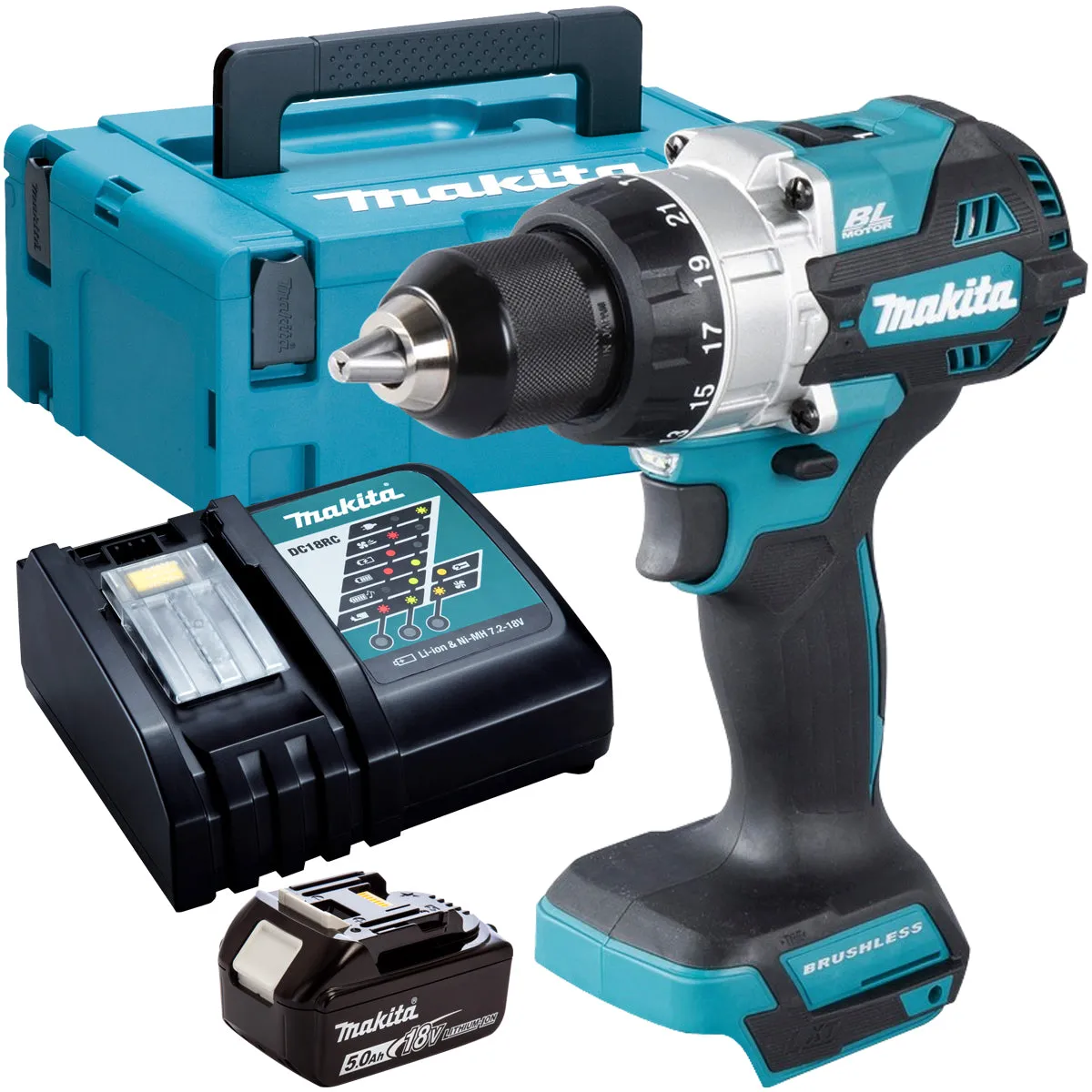 Makita DHP486Z 18V Brushless Combi Drill with 1 x 5.0Ah Battery   Charger & Case