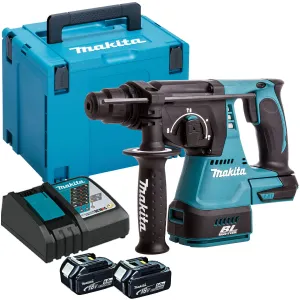 Makita DHR242Z 18V SDS  Brushless Hammer Drill with 2 x 5.0Ah Battery & Charger in Case