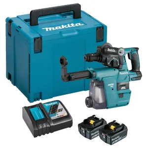 Makita DHR243RTJW 18V LXT Brushless 24mm SDS  Rotary Hammer Drill With 2 x 5.0Ah Battery & Charger