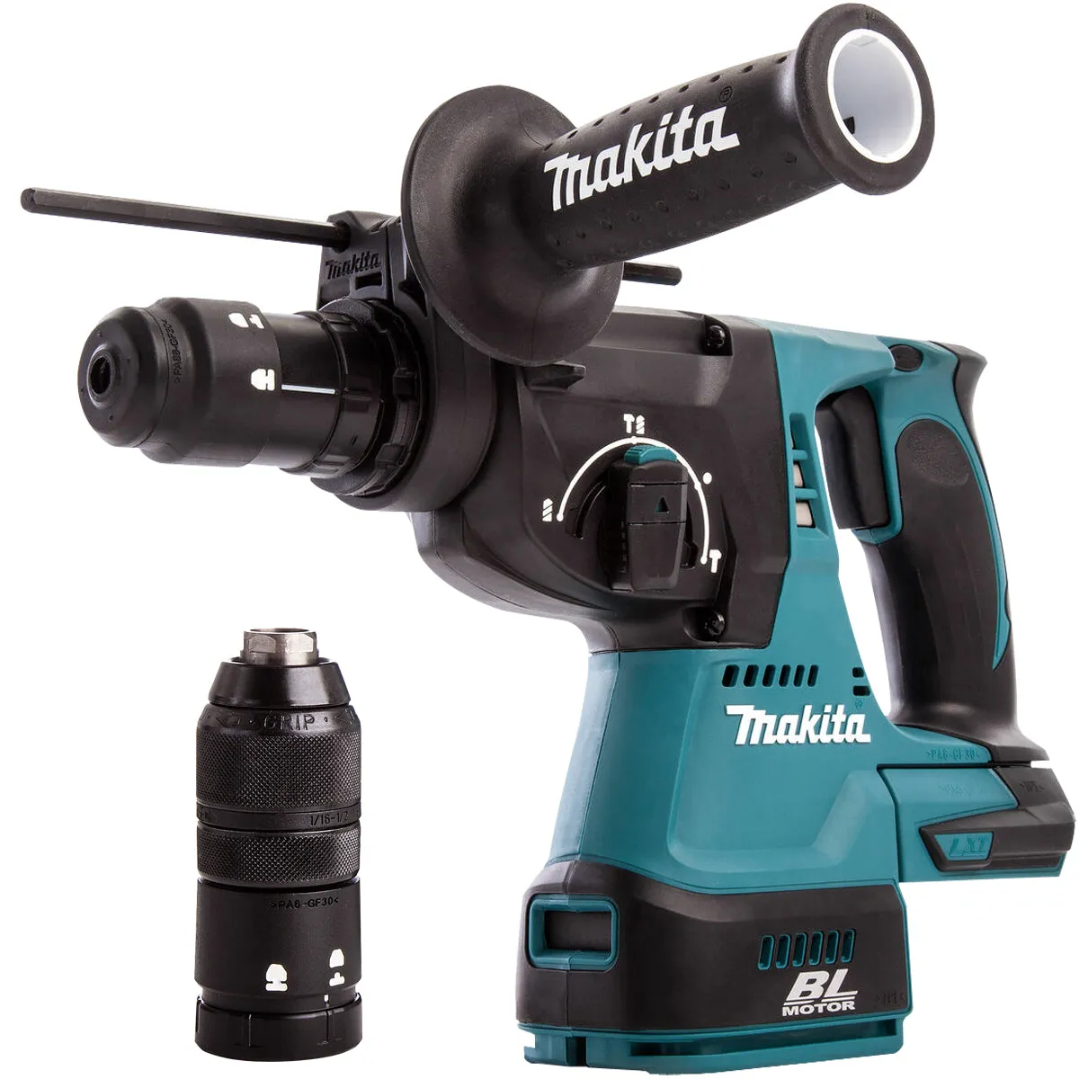Makita DHR243Z 18V LXT Brushless 24mm SDS  Rotary Hammer Drill With 4 Piece Chisel Set