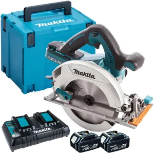 Makita DHS710ZJ 36V LXT 190mm Circular Saw With 2 x 5.0Ah Batteries. Twin Port Charger In Case