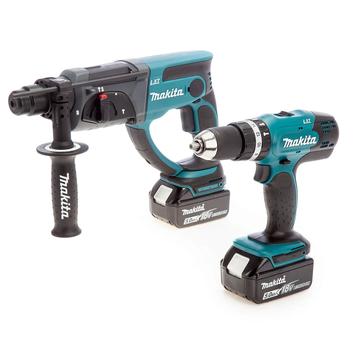 Makita DLX2025T 18V LXT Combi Drill & SDS  Drill Twin Kit With 2 x 5.0Ah Batteries Charger In Bag