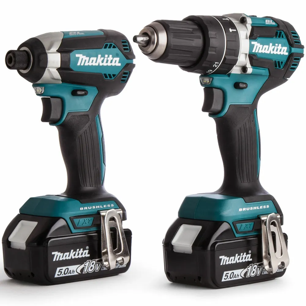 Makita DLX2180TJ 18V Brushless Combi Drill   Impact Driver Twin Kit With 2 x 5.0Ah Batteries Charger
