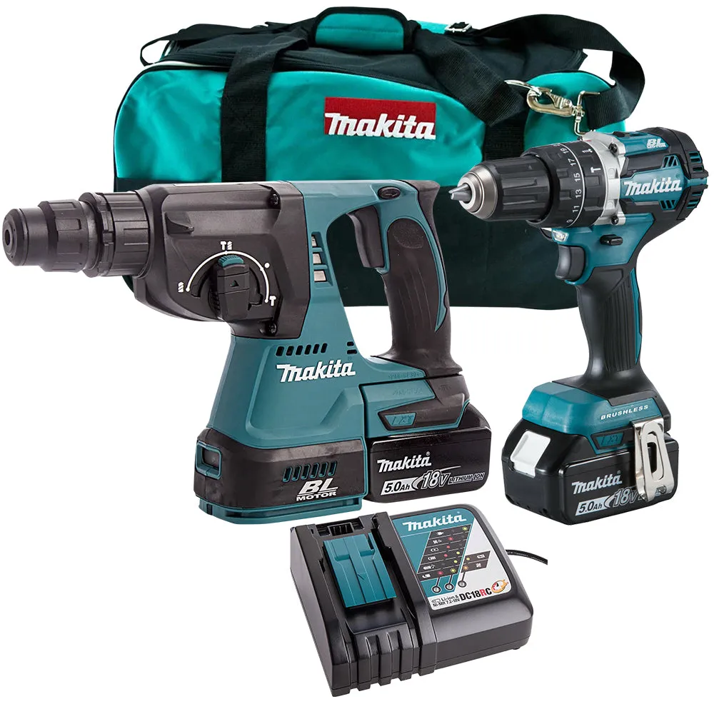 Makita DLX2204TX3 18V Li-ion Brushless Twin Pack With 2 x 5.0Ah Batteries Charger