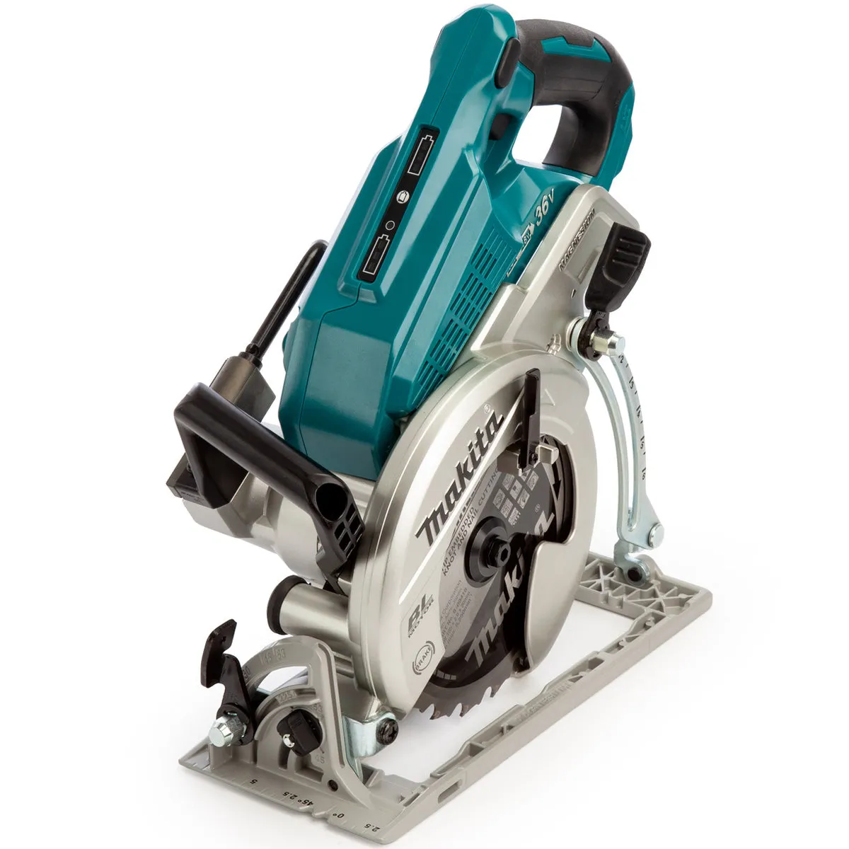 Makita DRS780Z 36V Brushless 185mm Circular Saw With 2 x 5.0Ah Batteries. Charger & Tool Bag