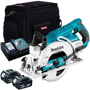 Makita DRS780Z 36V Brushless 185mm Circular Saw With 2 x 5.0Ah Batteries. Charger & Tool Bag