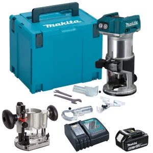 Makita DRT50ZJ 18V Brushless Router Trimmer With 5.0Ah Battery & Charger   Accessories