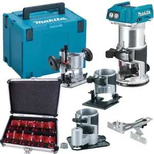 Makita DRT50ZJX3 18V Brushless Router Trimmer & Bases 1/4 Router Set