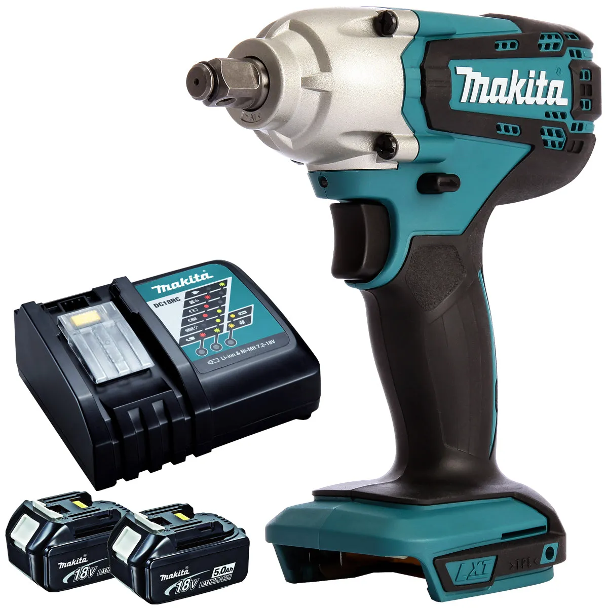 Makita DTW190Z 18V LXT 1/2 Impact Wrench With 2 x 5.0Ah Batteries & Charger