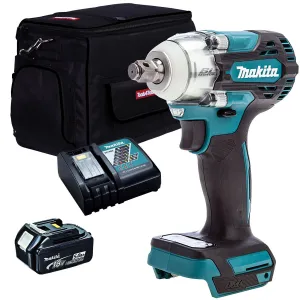 Makita DTW300Z 18V Brushless 1/2 Impact Wrench with 1 x 5.0Ah Battery Charger & Tool Bag