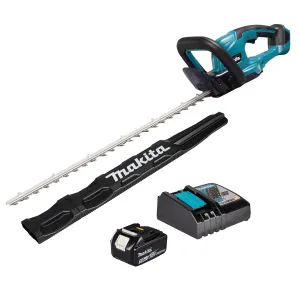 Makita DUH607RT 18V LXT Cordless 60cm Hedge Trimmer With 1 x 5.0Ah Battery & Charger