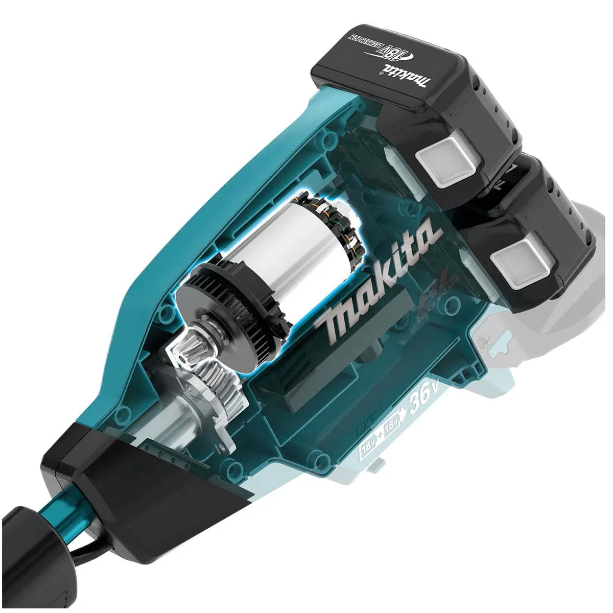 Makita DUR369LPT2 36V LXT Brushless Line Trimmer With 2 x 5.0Ah Batteries & Charger