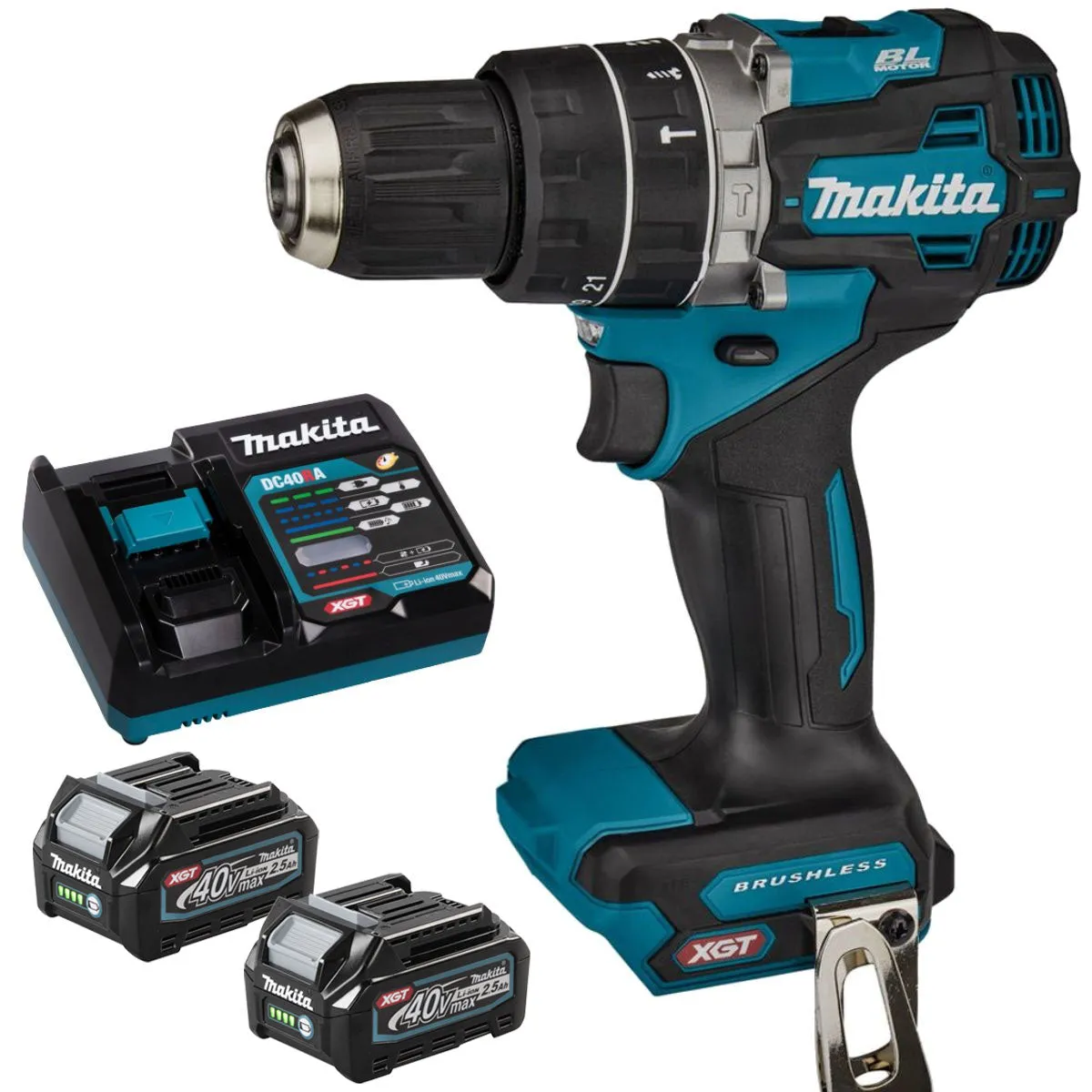 Makita HP002GZ 40V Brushless Combi Drill with 2 x 2.5Ah Battery & Charger