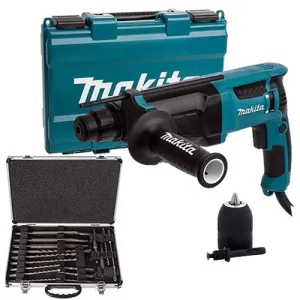 Makita HR2630/2 Hammer Drill 240V With 17 Piece Bit Set & Keyless Chuck