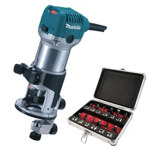 Makita RT0702CX4/2 240V Router Trimmer with 1/4 12 Piece Cutter Set