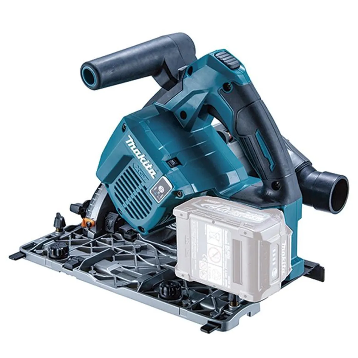Makita SP001GZ03KIT4 40V Brushless Plunge Saw with 2 x Guide Rail. Connector. Clamp Set & 1 x 4.0Ah Battery Charger