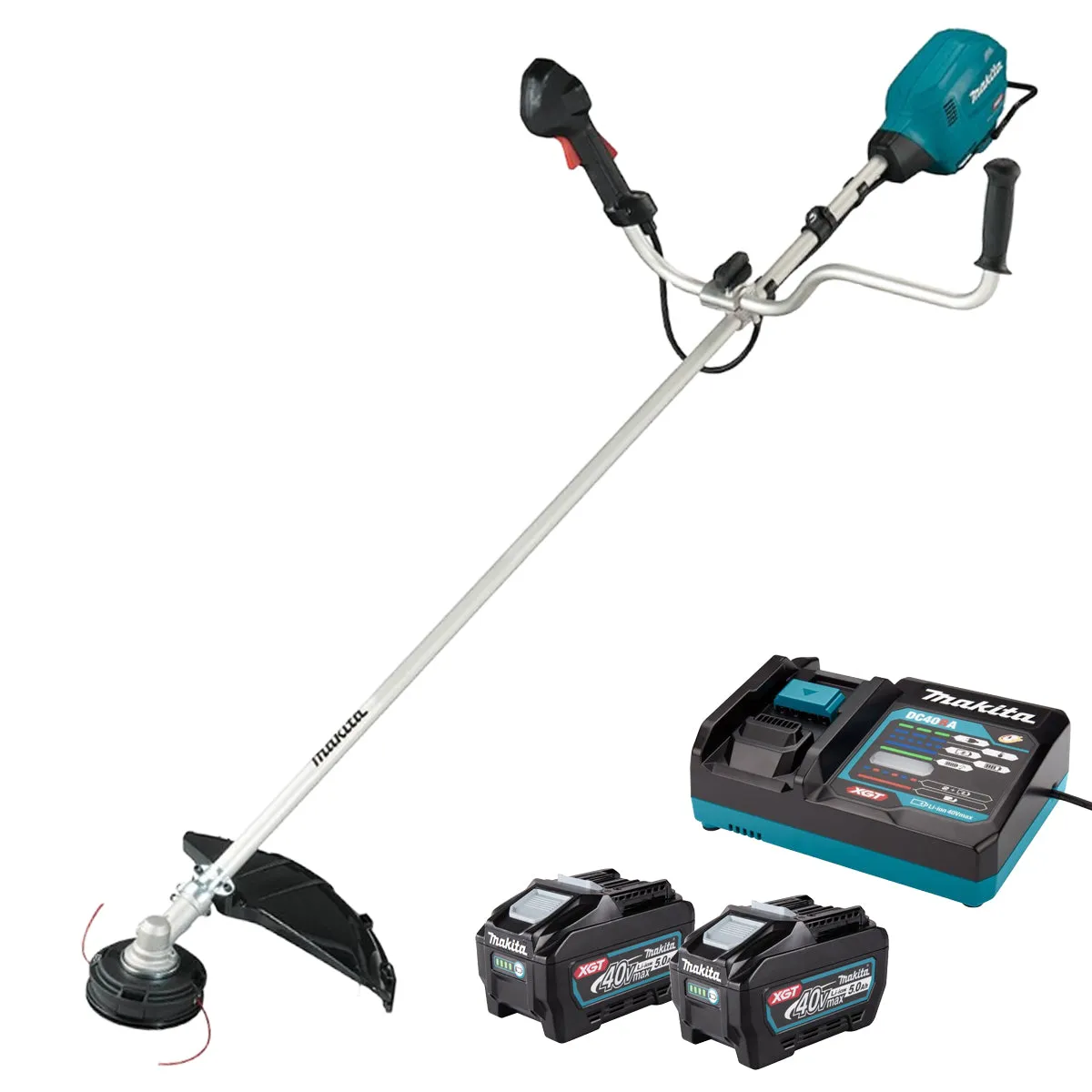 Makita UR013GT206 40Vmax XGT Brushless Brush Cutter With 2 x 5.0Ah Batteries & Charger