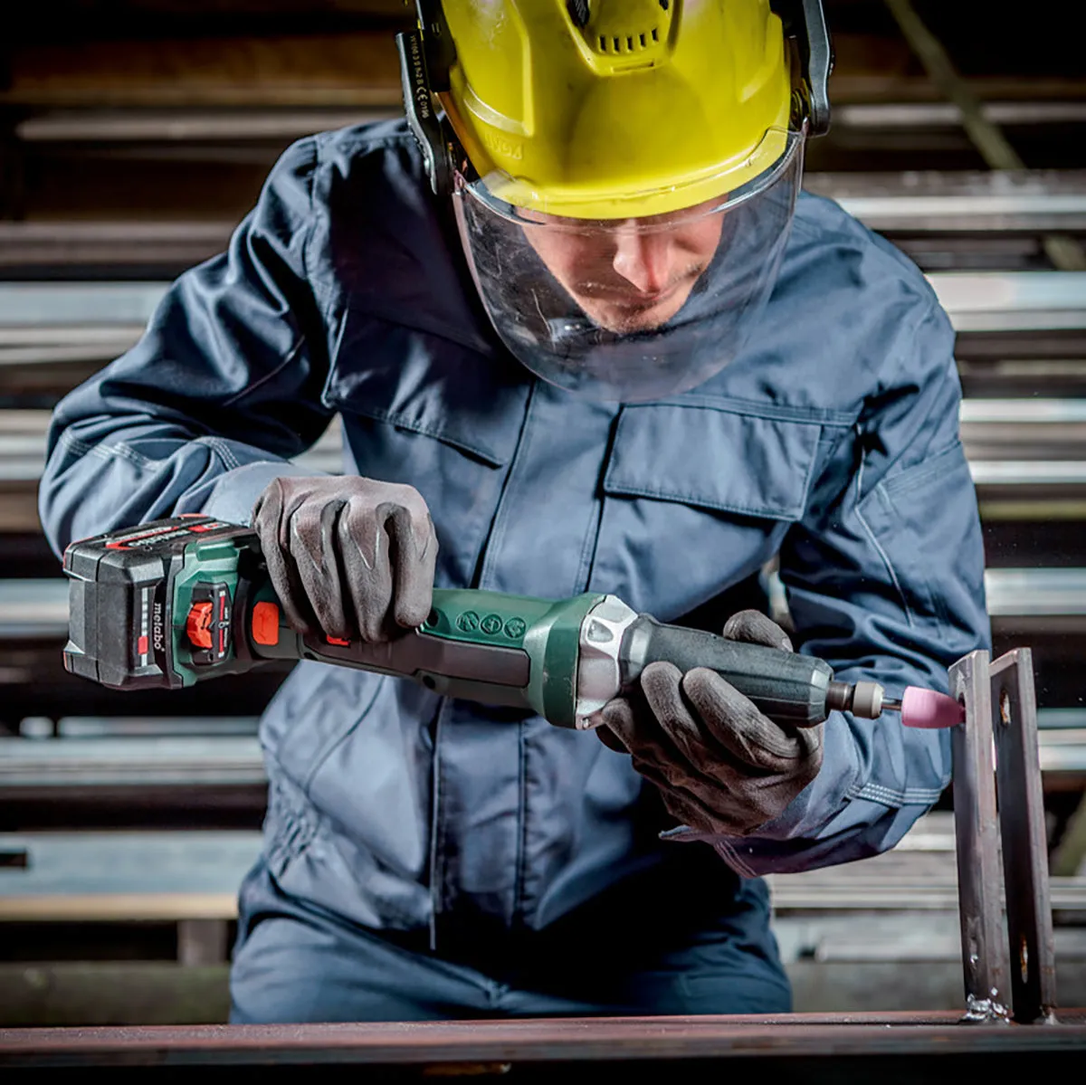 Metabo GVPB 18 LTX BL 11-28 18V Brushless Die Grinder with Paddle Switch with 1 x 4.0Ah Battery Charger & Bag