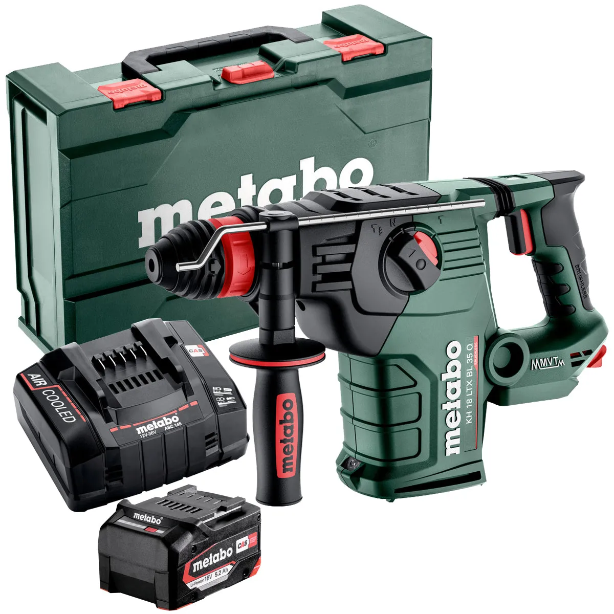 Metabo KH 18 LTX BL 35 Q 18V Brushless 3 Mode SDS  Rotary Hammer Drill with 1 x 5.2Ah Battery Charger & Metabox
