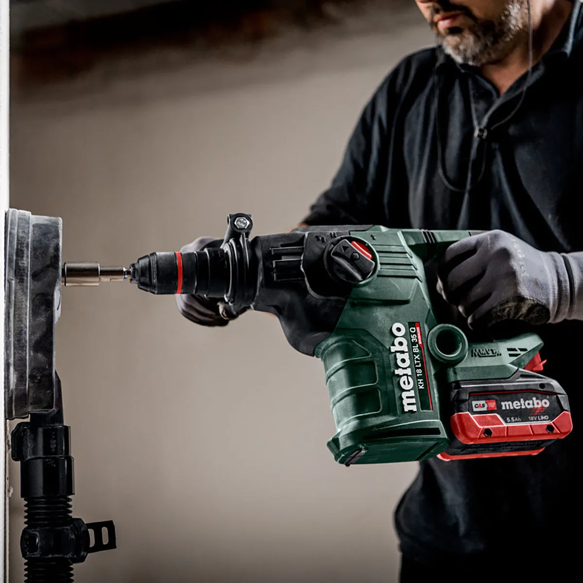 Metabo KH 18 LTX BL 35 Q 18V Brushless 3 Mode SDS  Rotary Hammer Drill with 1 x 5.2Ah Battery Charger & Metabox