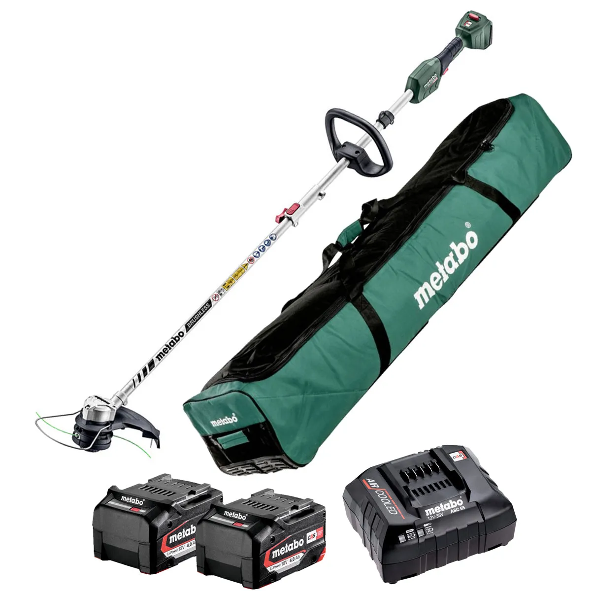 Metabo RTD 18 LTX BL 30 18V Brushless 30cm Line Trimmer Body with 2 x 4.0Ah Battery Charger & Tool Bag
