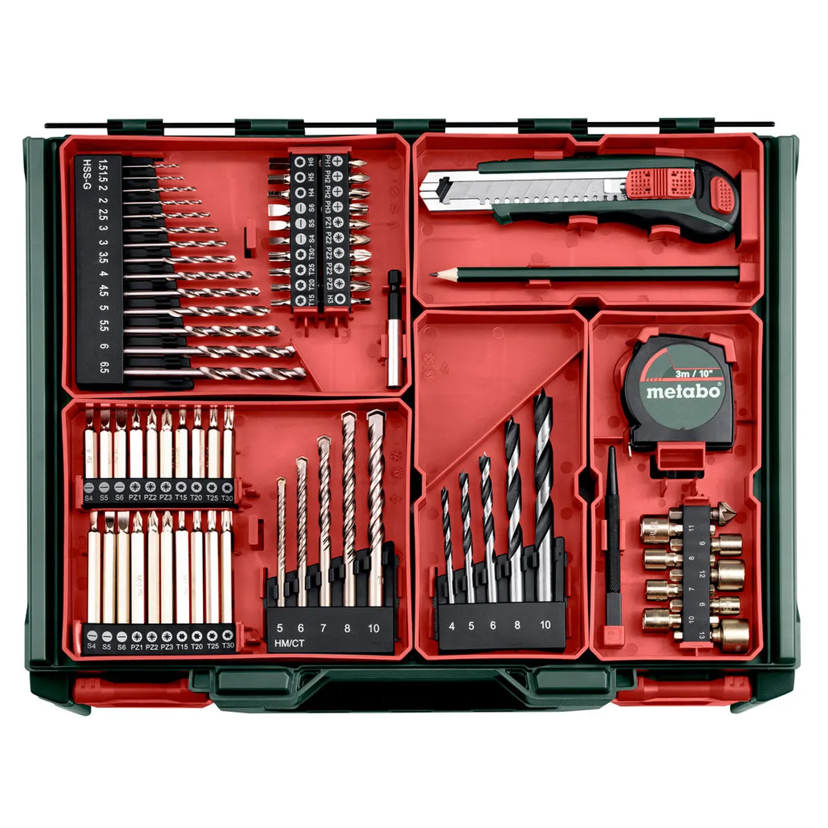 Metabo SB 18 L BL SET 18V Brushless Combi Drill with 2 x 2.0Ah Battery. Charger & 78 Piece Mobile Workshop Accessory Set in Case 613157710