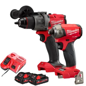 Milwaukee 18V Brushless Twin Pack Combi Drill   Impact Driver with 2 x 3.0Ah Battery & Charger