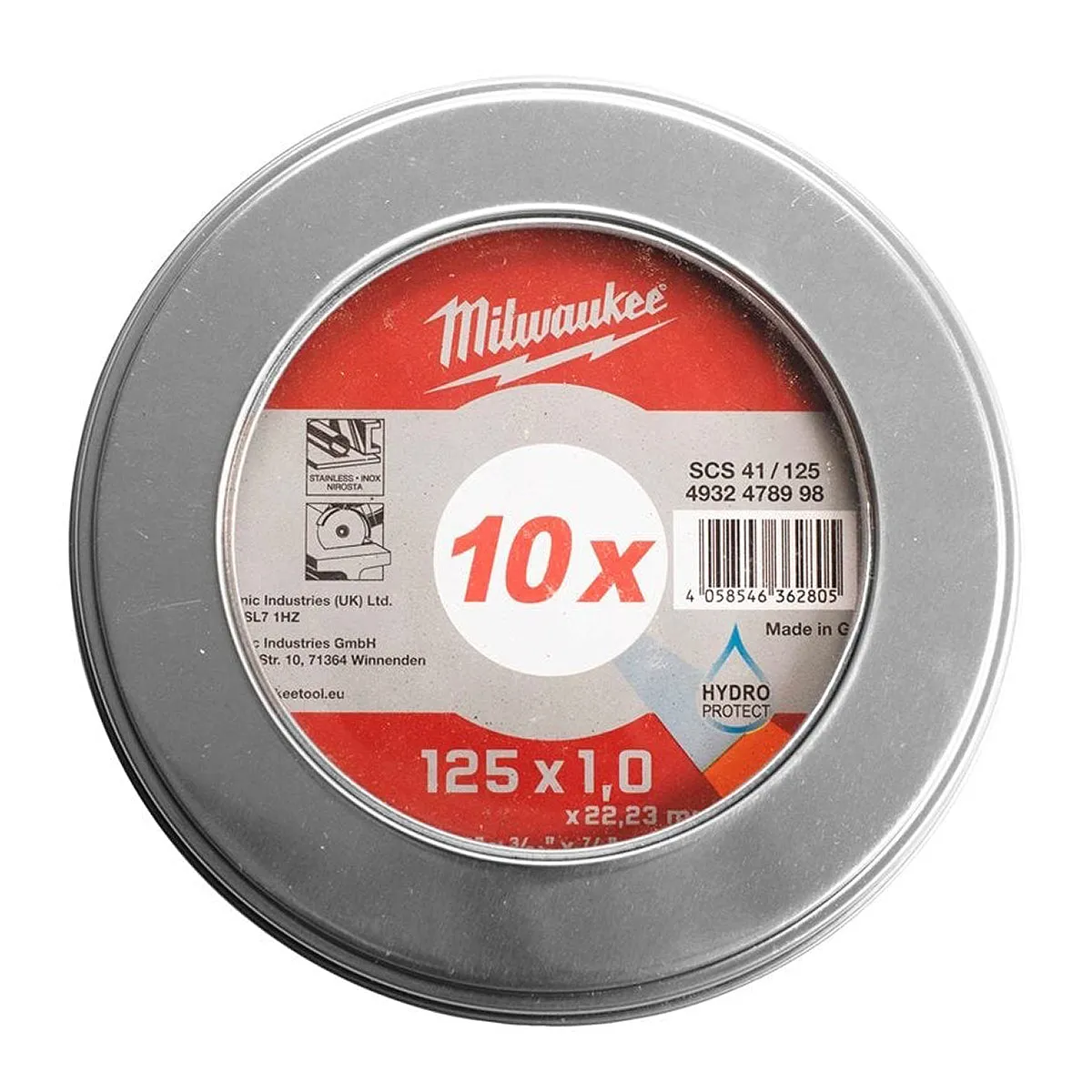 Milwaukee CUT.W PRO  SCS 41 125 x 1.0mm Thin Metal Cutting Discs Pack of 10 4932478998