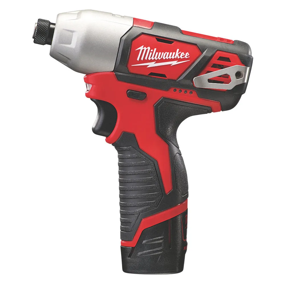 Milwaukee M12BID-202C 12V Impact Driver 1/4 with 2 x 2.0Ah Batteries with Socket Adapter