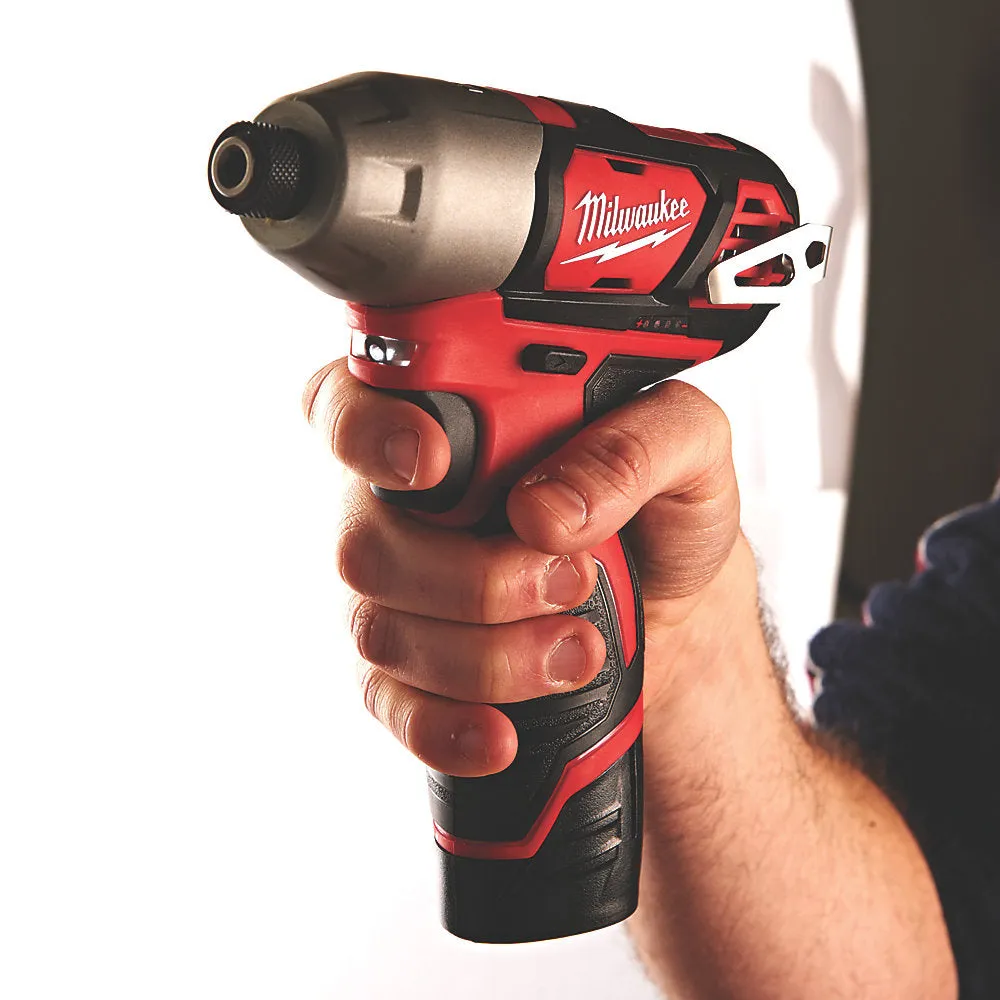 Milwaukee M12BID-202C 12V Impact Driver 1/4 with 2 x 2.0Ah Batteries with Socket Adapter