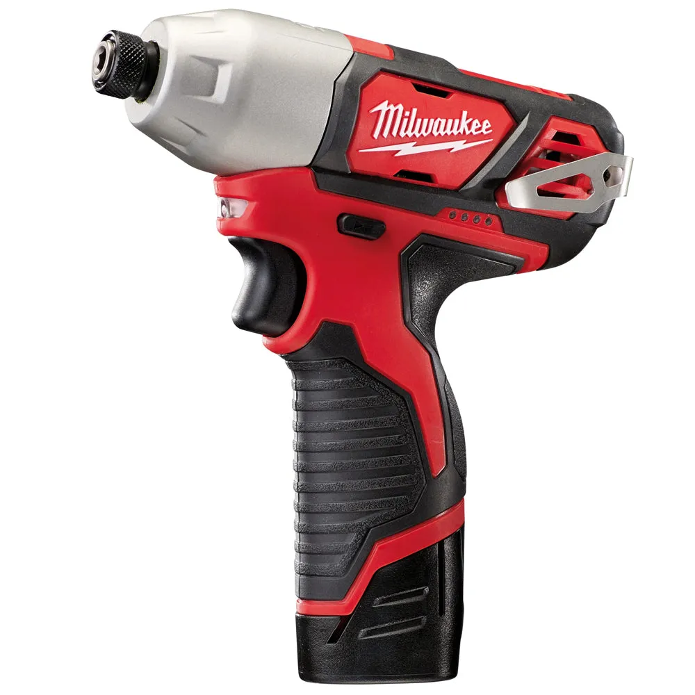 Milwaukee M12BID-202C 12V Impact Driver 1/4 with 2 x 2.0Ah Batteries with Socket Adapter