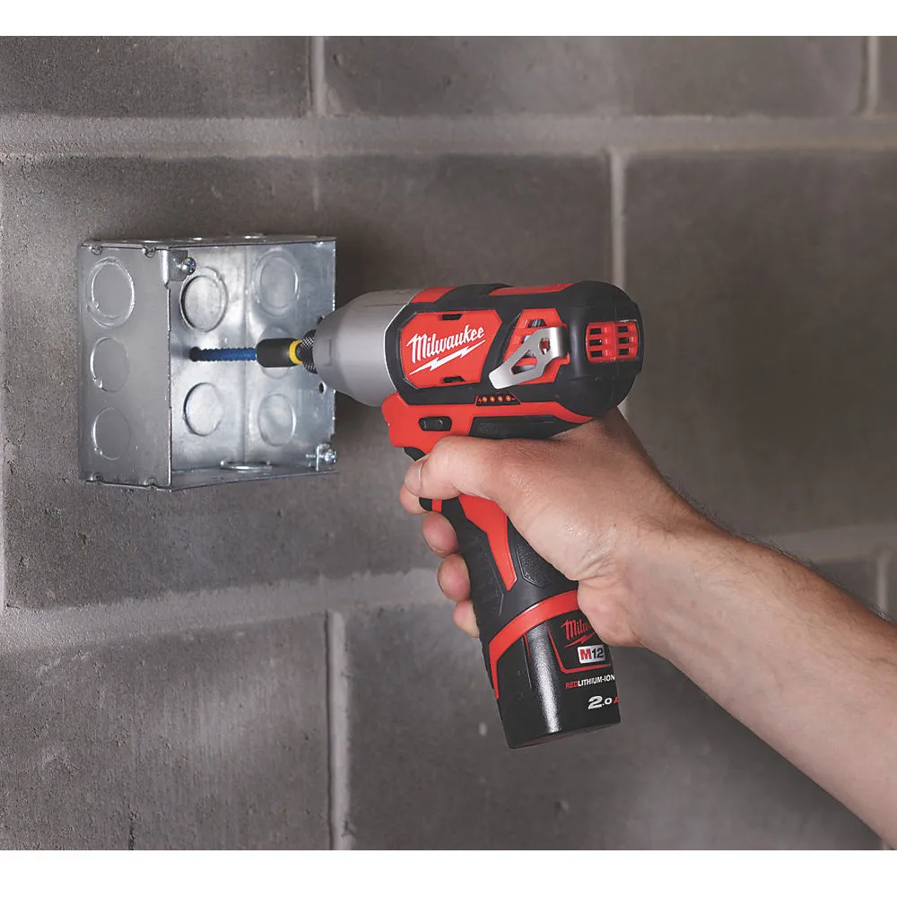 Milwaukee M12BID-202C 12V Impact Driver 1/4 with 2 x 2.0Ah Batteries with Socket Adapter