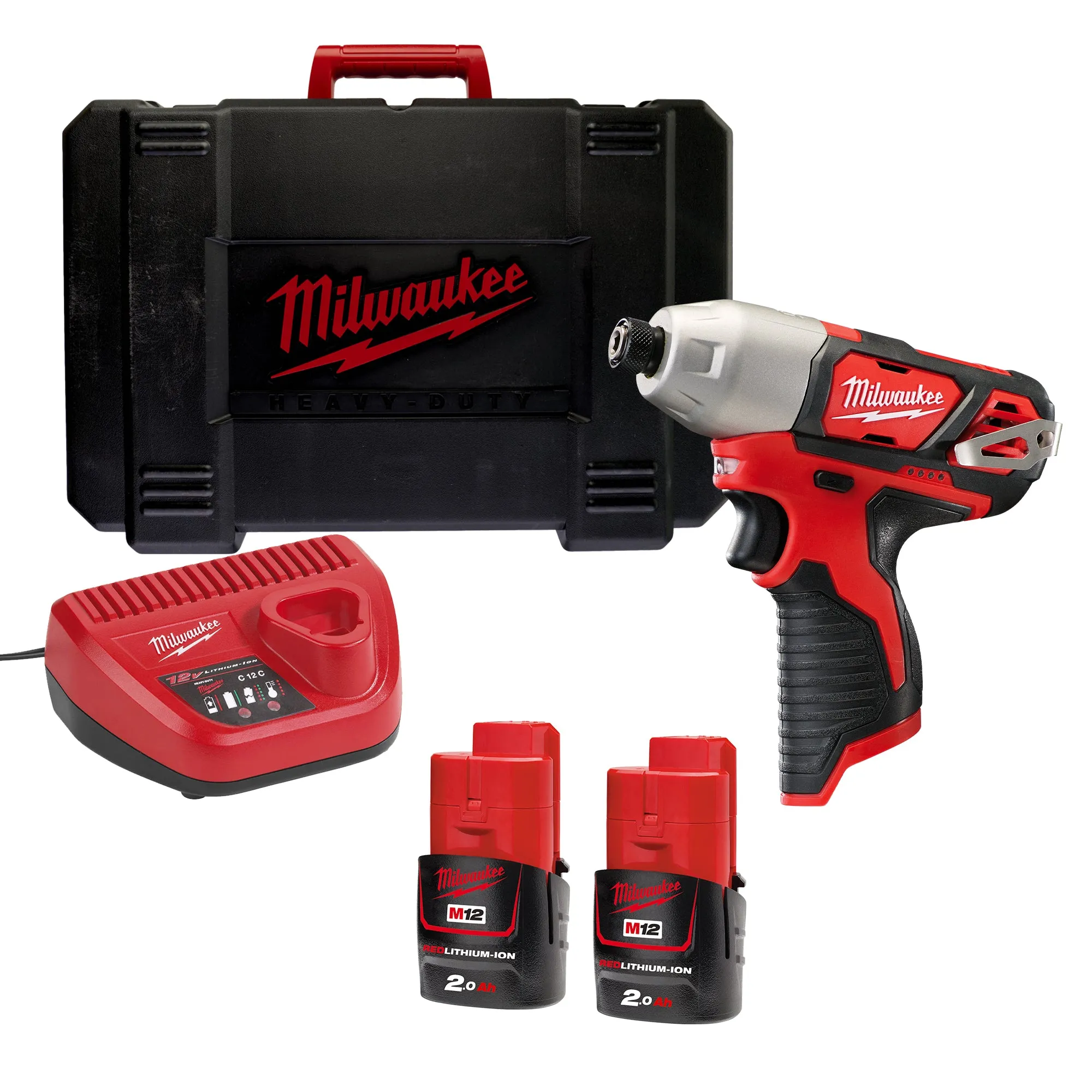 Milwaukee M12BID-202C 12V Impact Driver 1/4 with 2 x 2.0Ah Battery Charger & Case 4933443895
