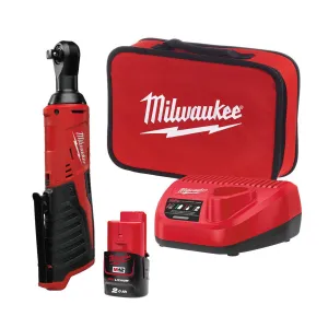Milwaukee M12IR-201B 12V 3/8 Sub Compact Ratchet with 1 x 2.0Ah Battery Charger & Bag 4933448110