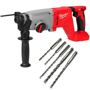 Milwaukee M18BLHACD26-0 18V Brushless SDS  D-Handle Rotary Hammer Drill with 5 Piece Drill Bit Set