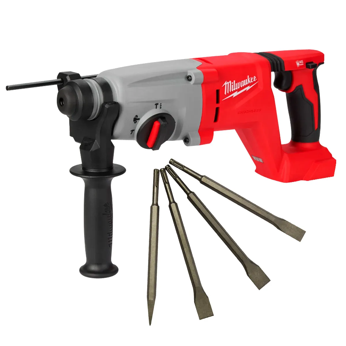 Milwaukee M18BLHACD26-0 18V Brushless SDS  D-Handle Rotary Hammer Drill with Chisel Set 4 Piece