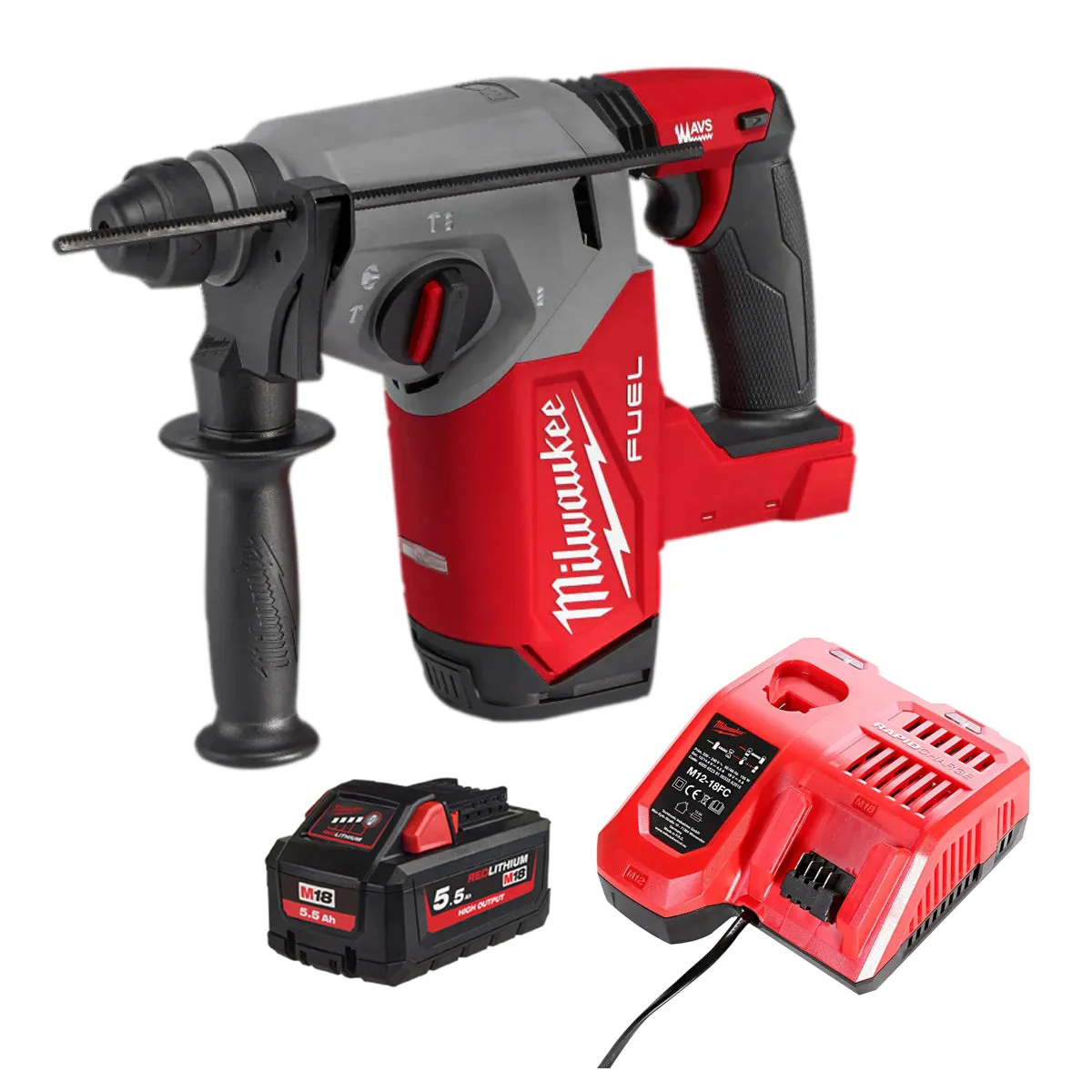 Milwaukee M18FH-0 18V Fuel 4-Mode SDS  Brushless Hammer Drill with 1 x 5.5Ah Battery & Charger
