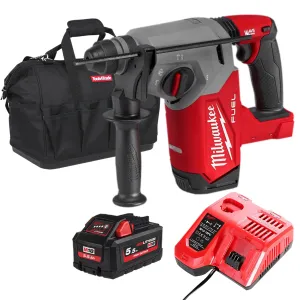 Milwaukee M18FH-0 18V Fuel 4-Mode SDS  Brushless Hammer Drill with 1 x 5.5Ah Battery Charger & Bag