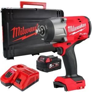 Milwaukee M18FHIW2F12-0X 18V Fuel Brushless 1/2 High Torque Impact Wrench with 1 x 5.0Ah Battery Charger & Case