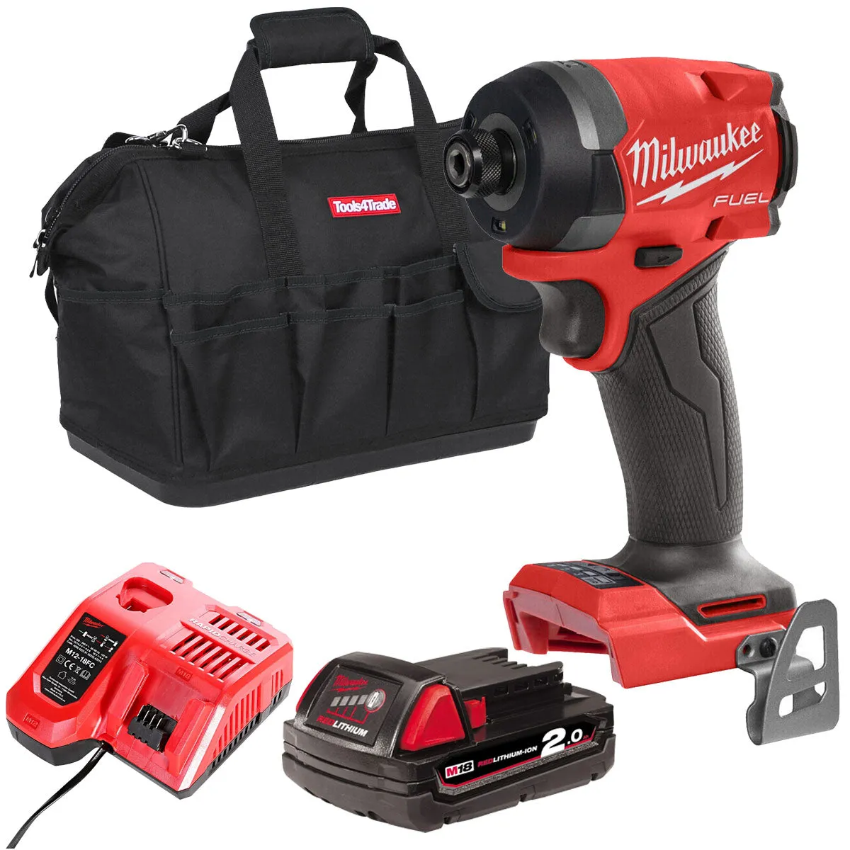 Milwaukee M18FID3-0 18V Fuel Brushless 1/4 Impact Driver with 1 x 2.0Ah Battery Charger & Bag