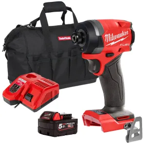 Milwaukee M18FID3-0 18V Fuel Brushless 1/4 Impact Driver with 1 x 5.0Ah Battery. Charger & Bag