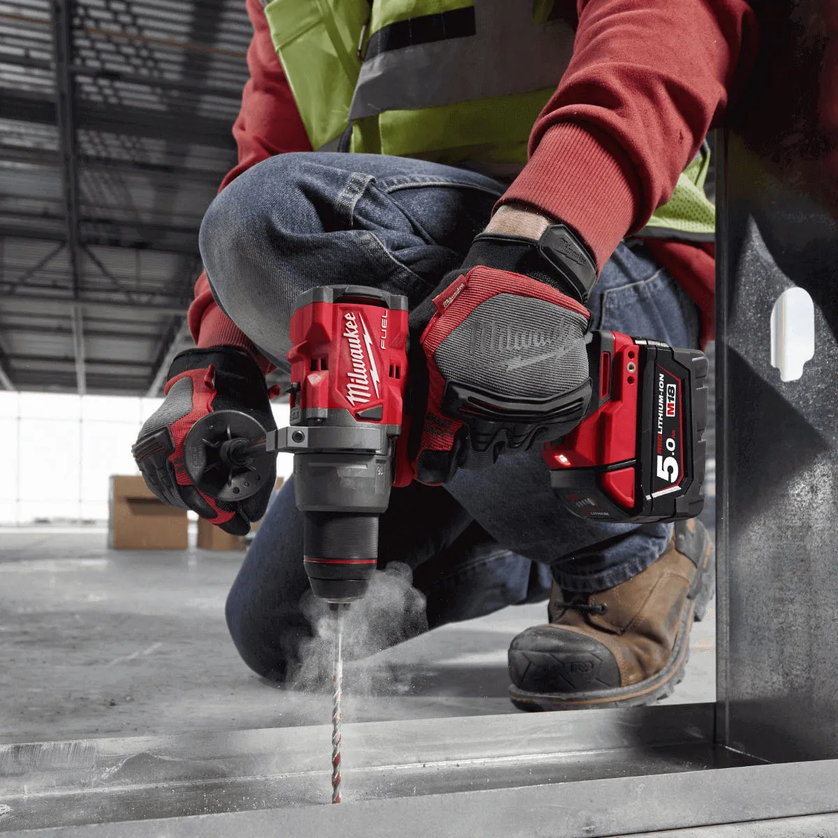 Milwaukee M18FPP2F3-502X 18V Fuel Combi Drill   Impact Wrench with 2 x 5.0Ah Battery Charger & Case 4933492641