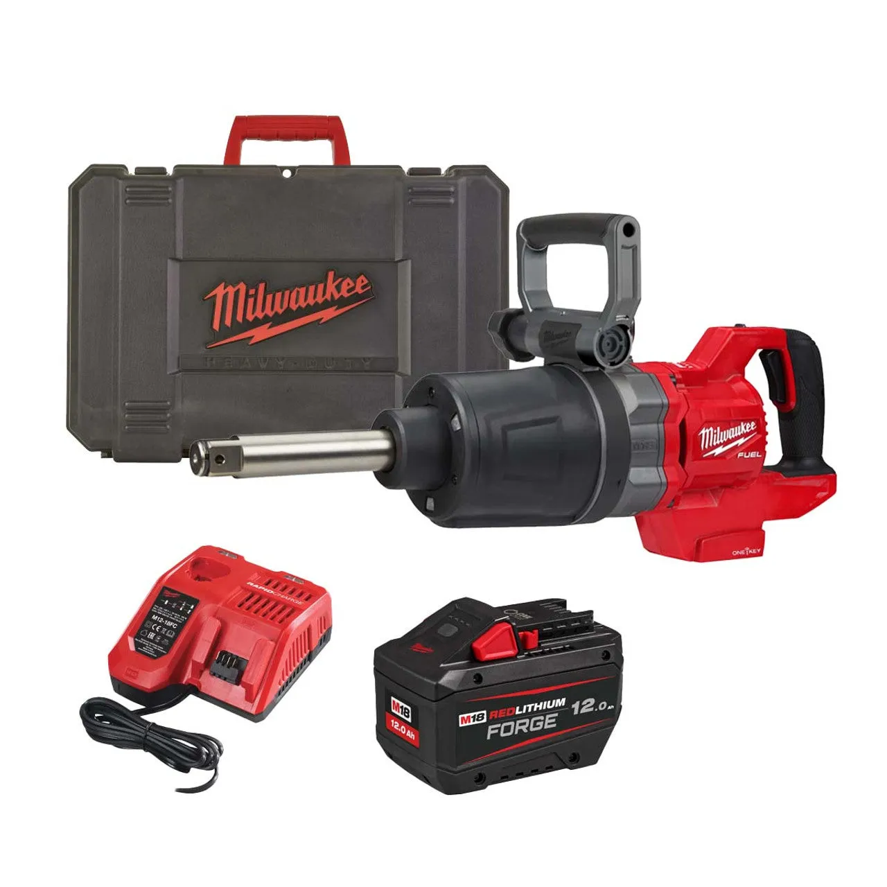 Milwaukee M18ONEFHIWF1D-121C 18V FUEL D-Handle 1 Impact Wrench with 1 x 12.0Ah Forge Battery Charger & Case