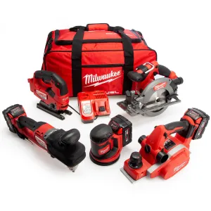 Milwaukee M18PP5C-503B 18V FUEL Woodworking 5 Piece Kit with 2 x 5.0Ah Batteries & Charger 4933480469