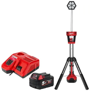 Milwaukee M18SAL-0 18V 2000 Lumens LED Stand Light with 1 x 5.0Ah Battery & Charger